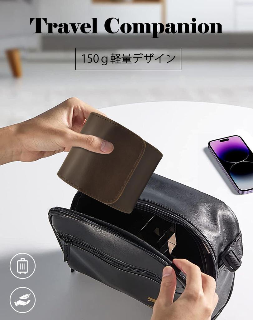 TINGSING Watch Case for One PU Leather and Perfect for Business Trips and Stylish Gift Watch, Brown, Suede, Portable, Travel,