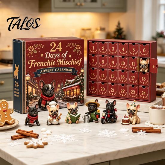 Advent Calendar for Kids Adults French Bulldog Calendar, 24-Day Christmas Countdown Acrylic Ornament, Collectible Decorative Frenchie Charms Figurine