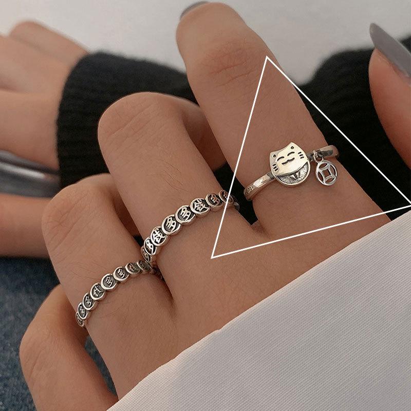 S925 Sterling Silver Roman Numeral Open Ring for Women - Trendy, Retro, and Stylish