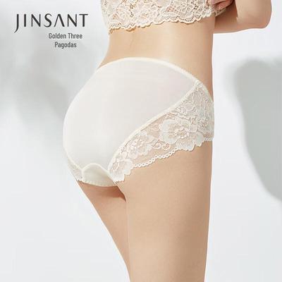 Jinsanta Silk Lace Mid-Waist Seamless Briefs for Women
