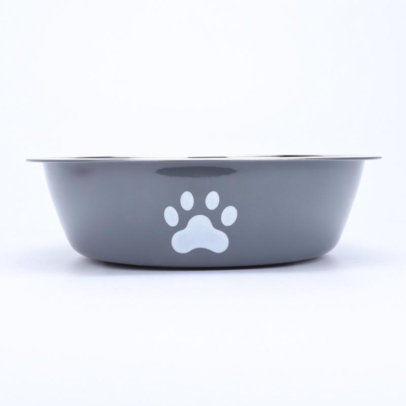 

New hot stainless steel dog basin paw print pet supplies cat dog bowl silicone anti-slip design pet drinking water feeding bowl S