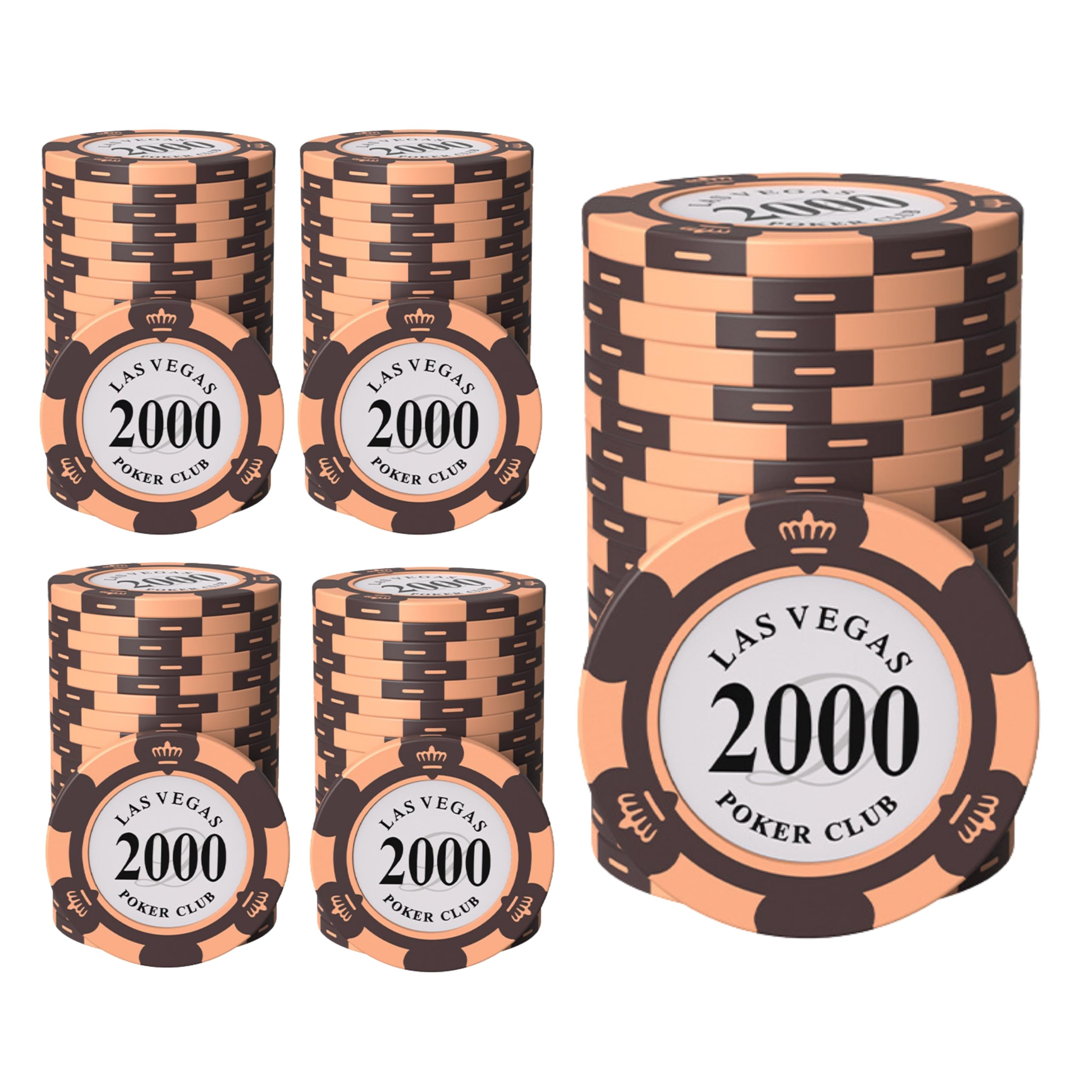 

East Leaf Poker Chips, Clay Casino Chips, 2000 Face Value, Single Chip Set of 100 with Metal Inserts, Premium Quality, Authentic Design for Card Games