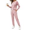 Women's Ribbed Knit Outfits 2 Piece Long Sleeve Pajama Set Fall Casual Sweatshirt And Joggers Lounge Set
