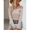 Women's Autumn and Winter Knitted Navel Short One-line Collar Slim Sweet Jumper