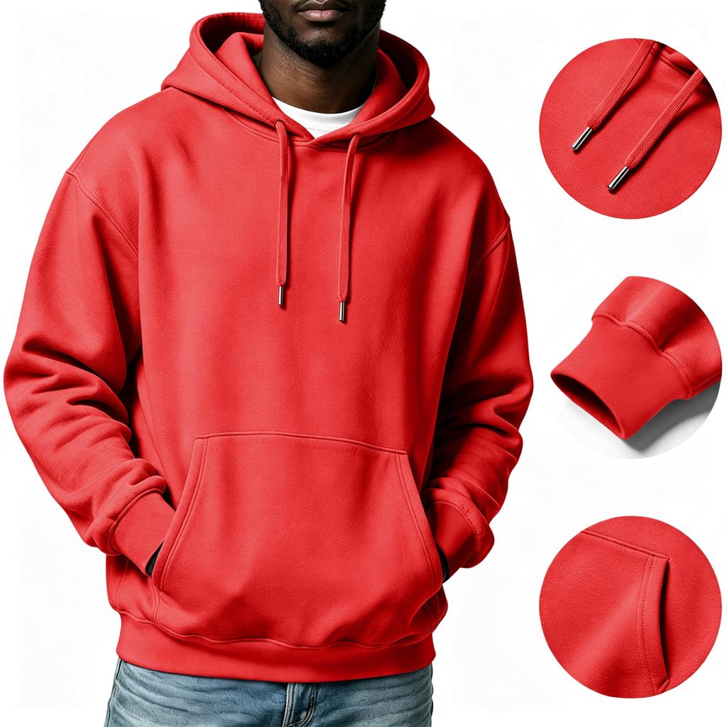 Men's Casual Color Hoodie with Drawstring
