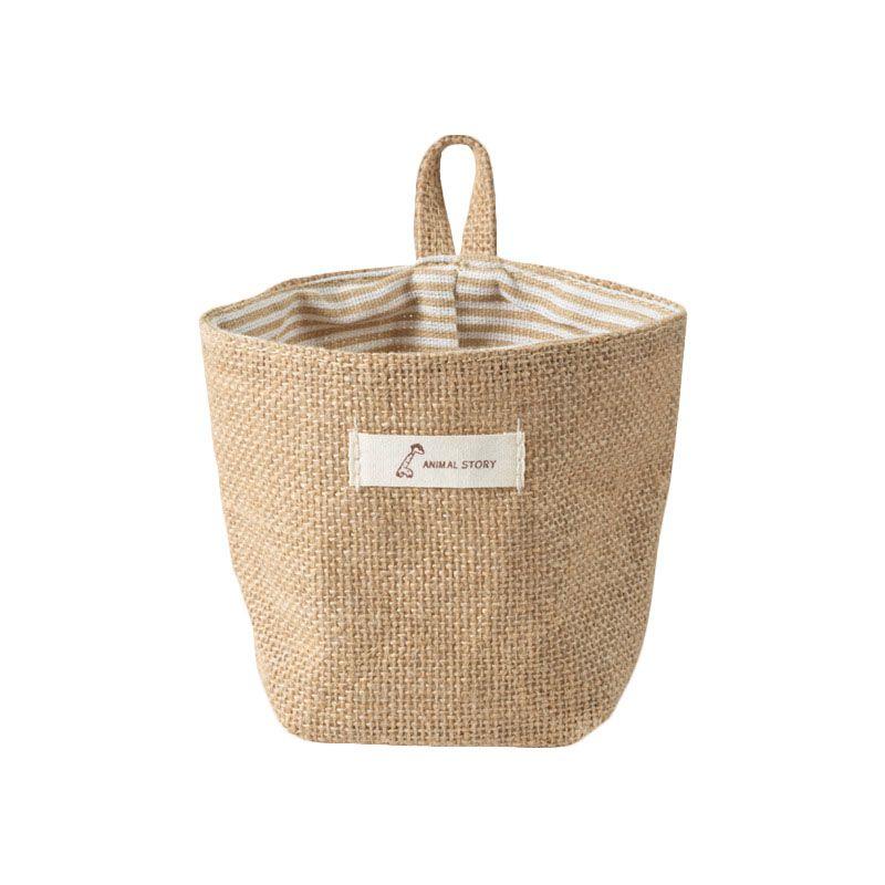 Hanging Cotton Linen Mini Storage Basket Home Kid Toy Sundries Bag Organizer Box