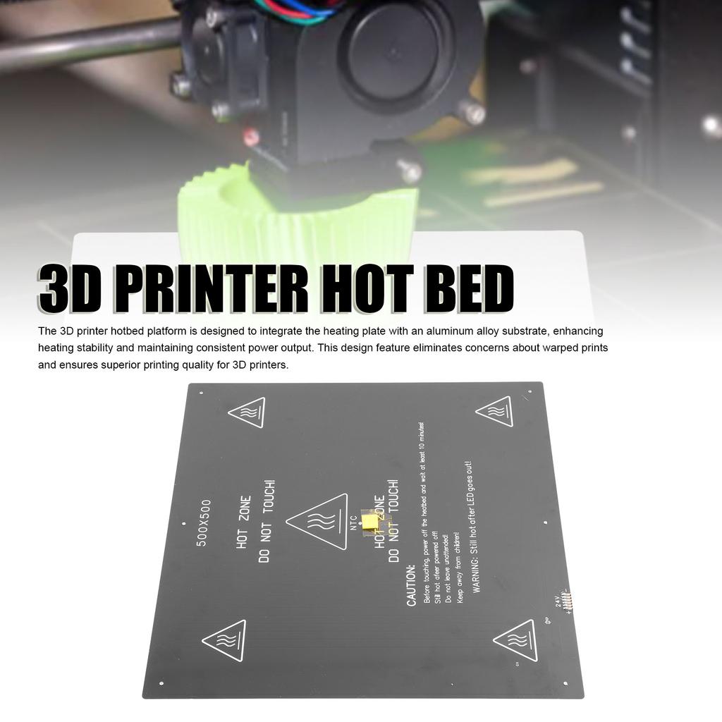 3D Printer Heated Bed 24V 350W High Power Aluminium Alloy 500x500mm 3D Printer Hotbed Platform