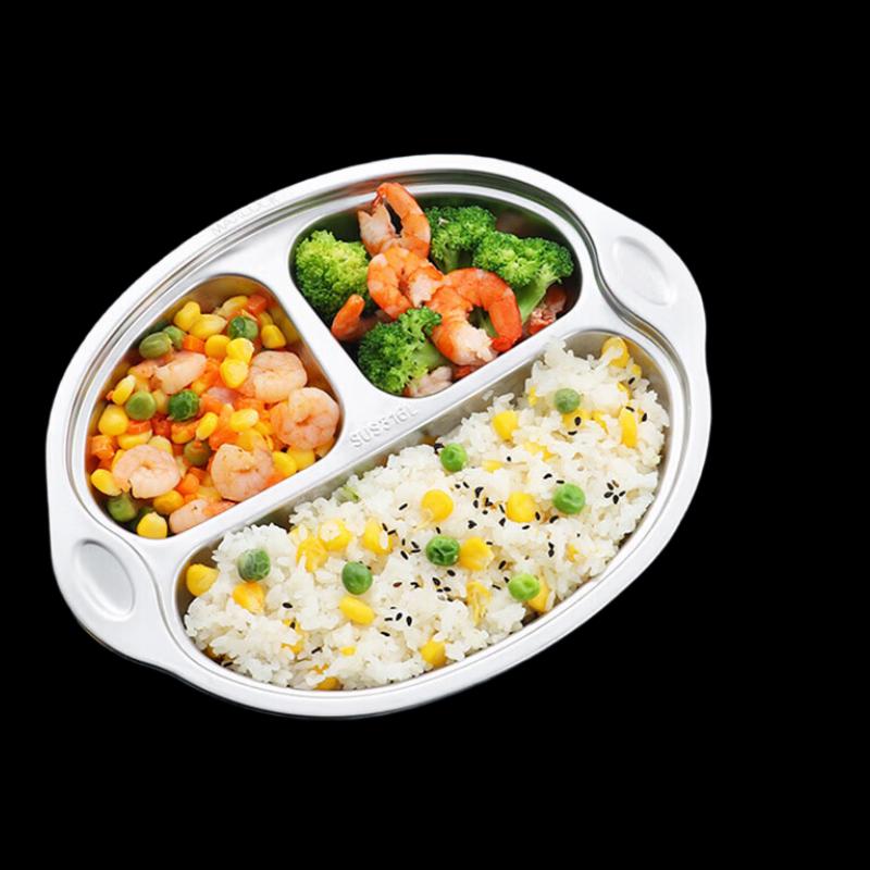 MeiChu 316L Stainless Steel Divided Kids Lunch Plate with Spoon
