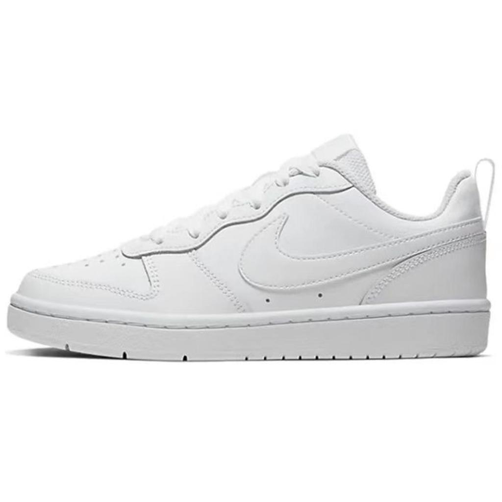 Nike Court Borough Leather Slip Resistant Cushioning Abrasion Resistant Low top Skateboard Shoes GS White Purple BQ5448-100(Team52-)