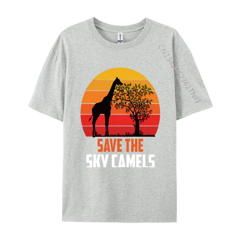 Save The Sky Camels Giraffe Tshirts Funny TShirt Discount Print Cotton Men T Shirts Camisas Pink Graphic Tees S