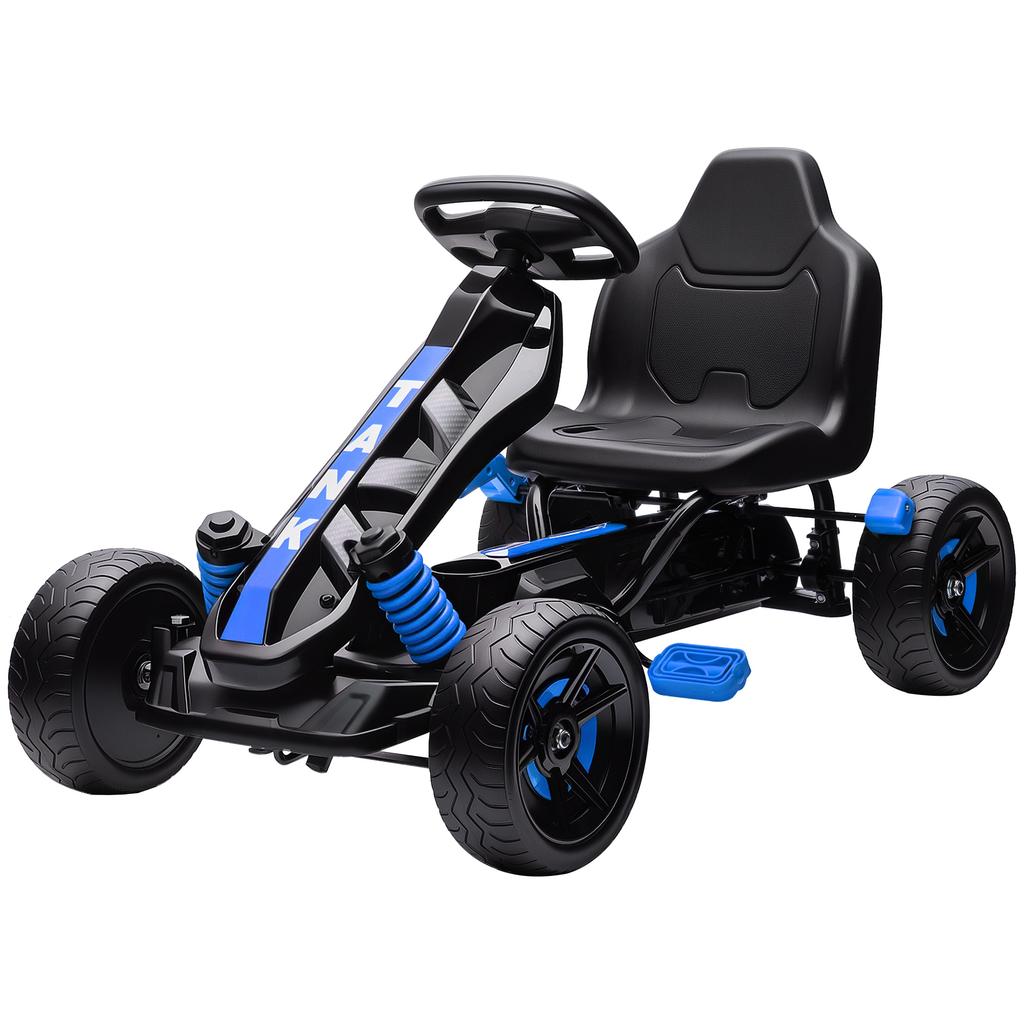 Pedal Go Kart for Kids Aged 3-6 Years, with Freewheel System, Brake, EVA Anti-Slip Wheels, Blue