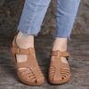 Spot summer retro women's sandals car line hole shoes non-slip large size round head wedge heel sandals women's wholesale