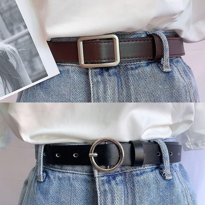 Stylish Womens No-hole Decorative Jeans Belt In Black Versatile Fashion Accessory