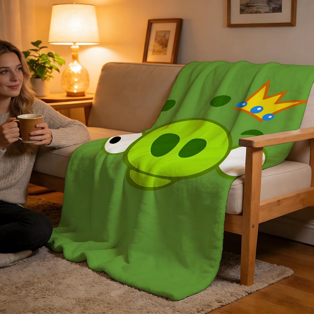 Throw High-Density Short Plush Blanket For Sofa Nap Air-Conditioned Room Soft Skin-Friendly Angry Birds