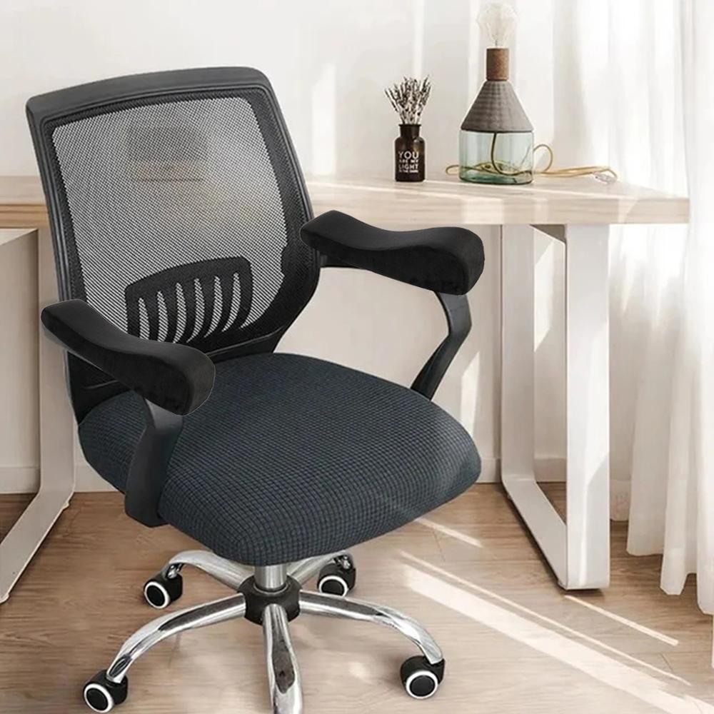 1/2 Pcs Office Chair Armrest Pads Memory Foam Pressure Relief Elbow Cushion Ergonomic Armrest Pad Universal Curved Armrest Cover