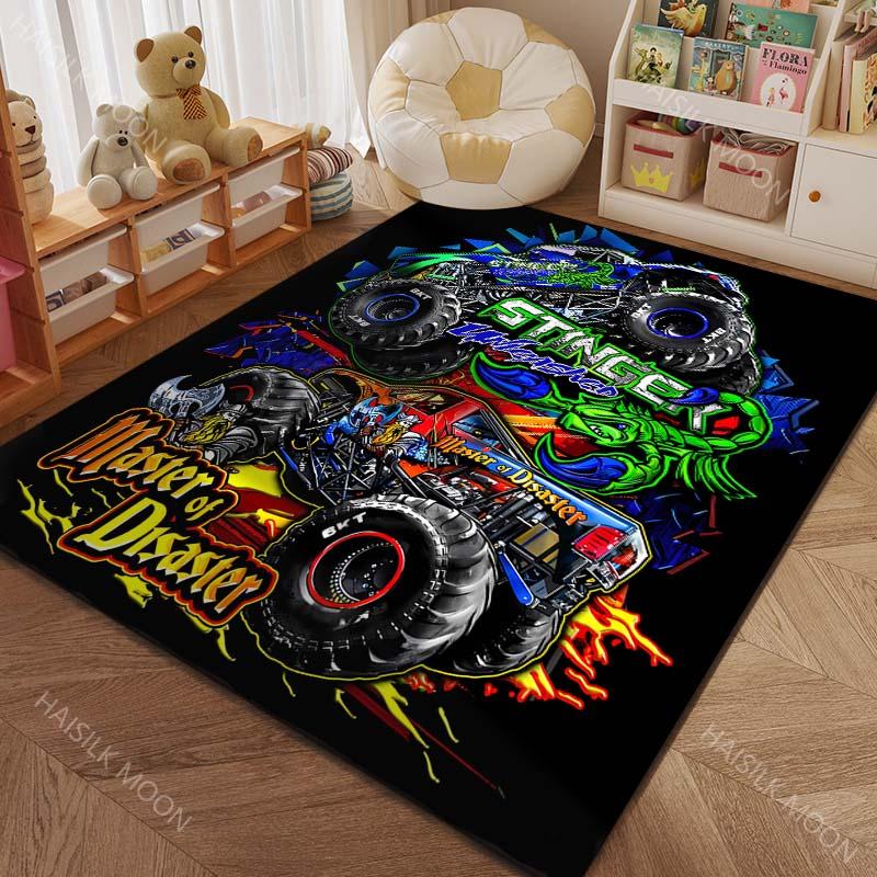Große Räder Monster Truck 4X4 Muster Teppich Teppiche für Schlafzimmer Wohnzimmer Matte Kreative Fußmatte Ankleidezimmer Teppiche Luxuriöse Geschenke