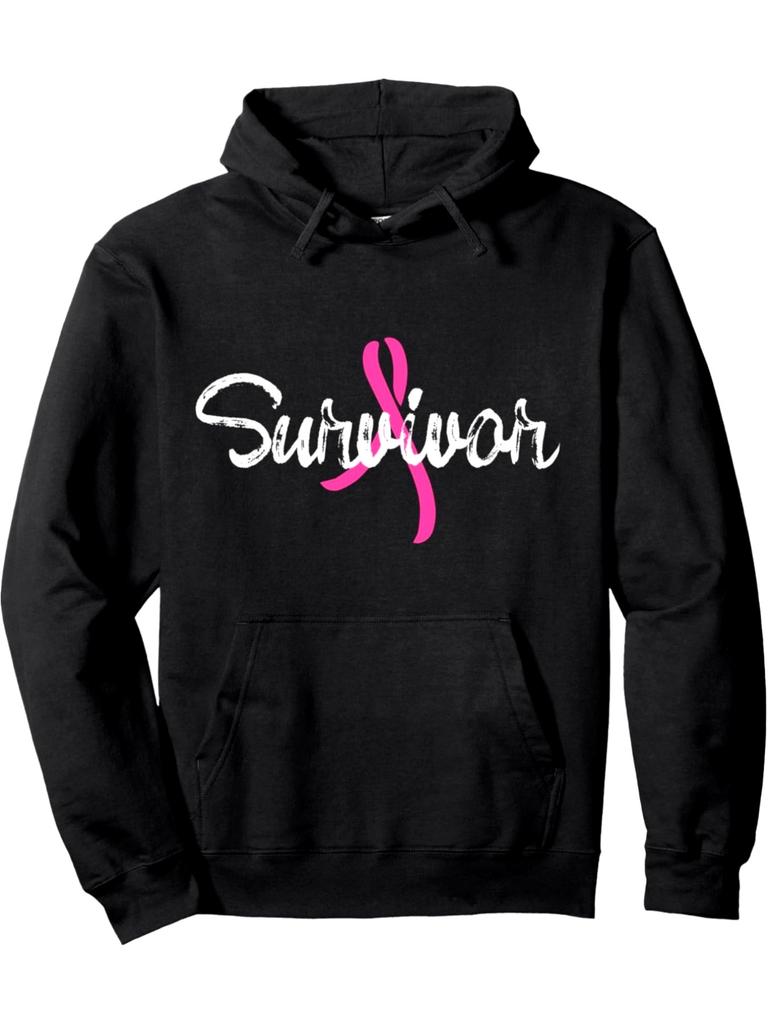 Breast Cancer Awareness Survivor Pink Ribbon Gift Pullover Hoodie Soft And Cozy Fabric Adjustable Drawstring Hoodies Versatile Des