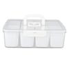 Divided Serving Tray with Lid and Handle Plastic Sealed 8 Compartment Clear Snack Fruit Container Tray Food Storage Box
