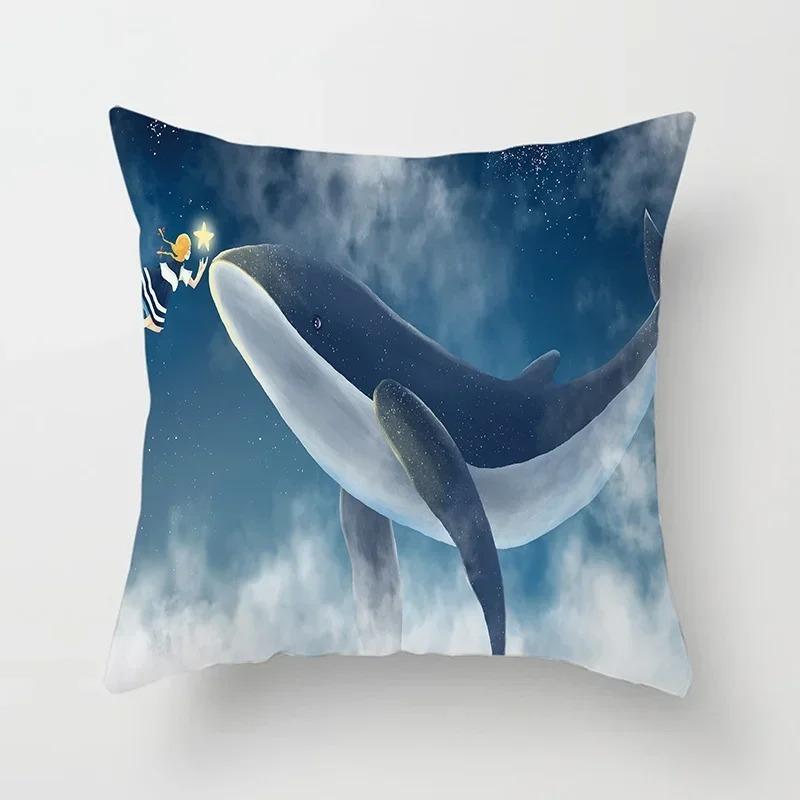 Life Series Printed Pillow Pillow Home Decor Whale Autumn Set Suitable for Bedroom Living Room