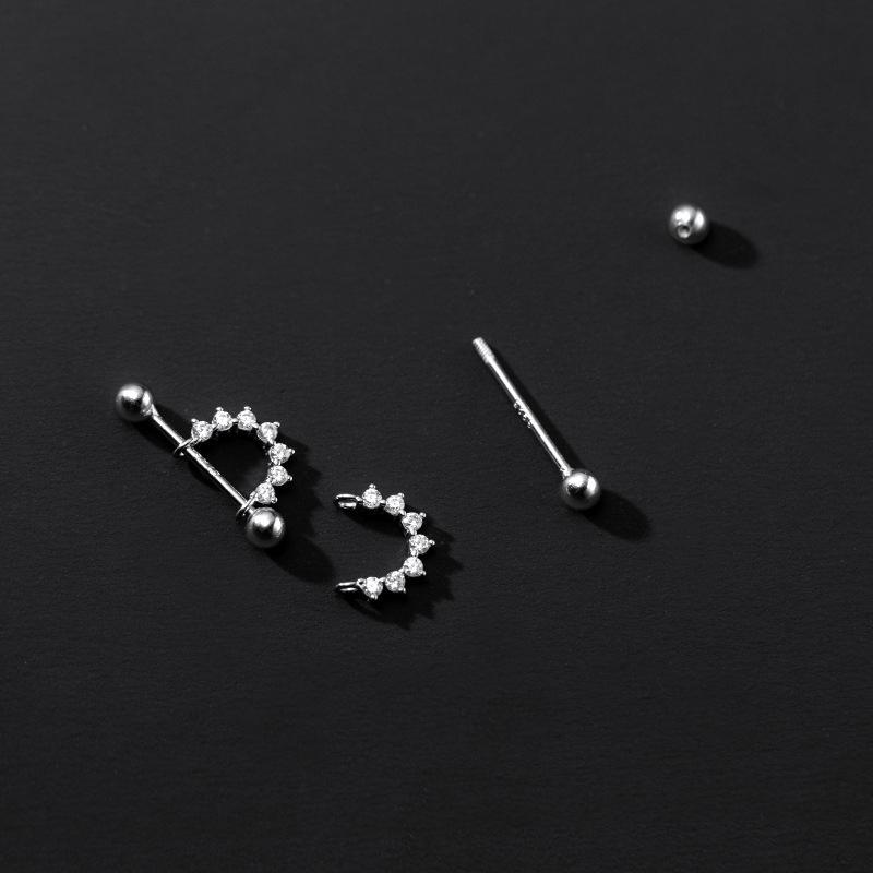 1Pair Semicircular Triangle Geometric Hoop Earrings Helix Cartilage Piercing Ear Studs Women Party Jewelry
