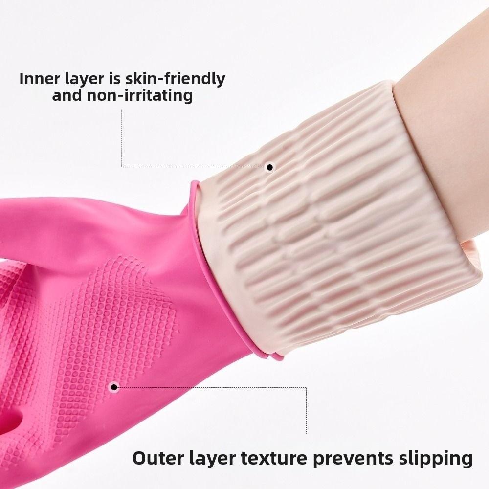 Pink Dishwashing Gloves Thickened Kitchen Gloves Durable Cleaning Gloves  Household Cleaning