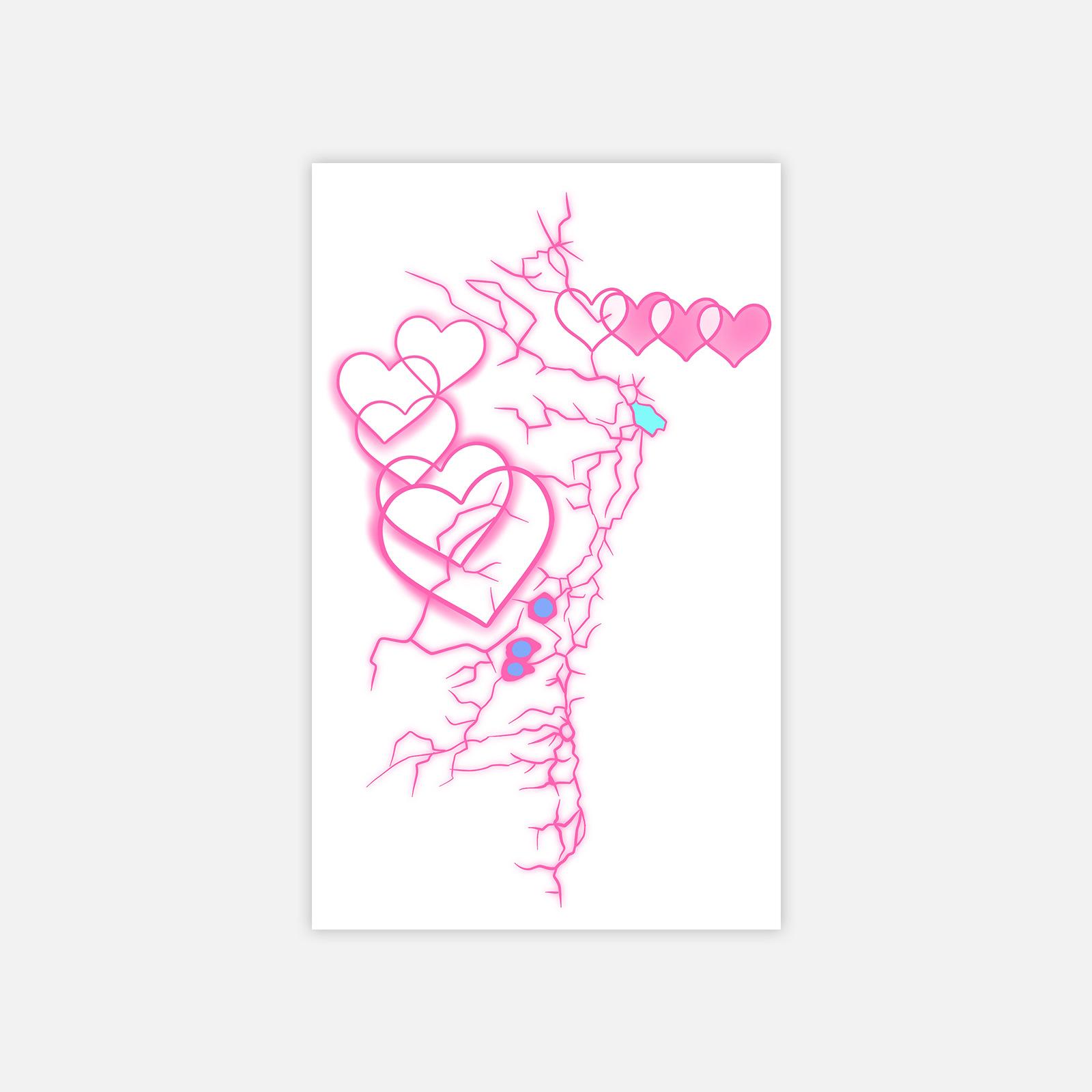Dopamine Color Love Lightning Tattoo Sticker Personality Dark Sweet Cool Tattoo Sticker 11*18
