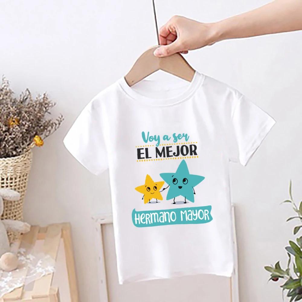 I Will Become The Best Brother Spanish Print Kids Shirt Pregnancy Announcement Boys Tshirt Tops Big Brother Short Sleeve Tee 100