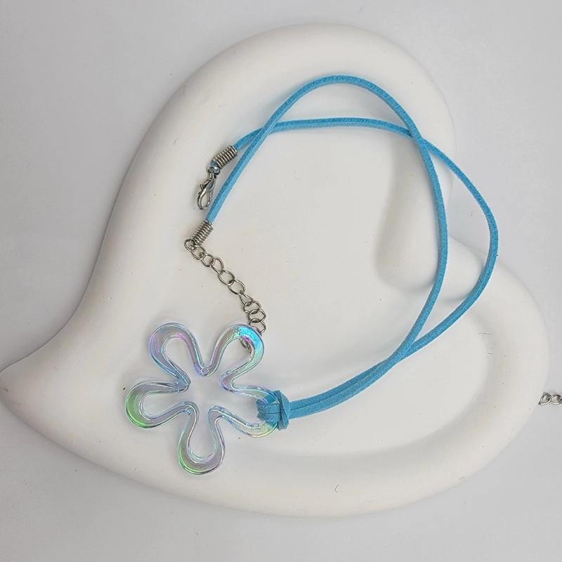 Colorful Acrylic Flower Pendant Necklace Hollow Pendant Necklaces Hollow Flower Neck Jewelry Perfect for Party Wedding