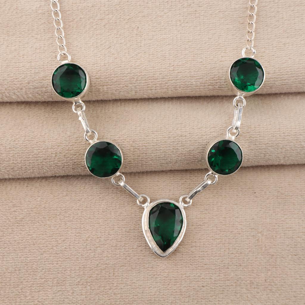 Chrome Diopside Gemstone 925 Sterling Silver Handmade Jewelry Partywear 16-18" For Wife RN-3-15