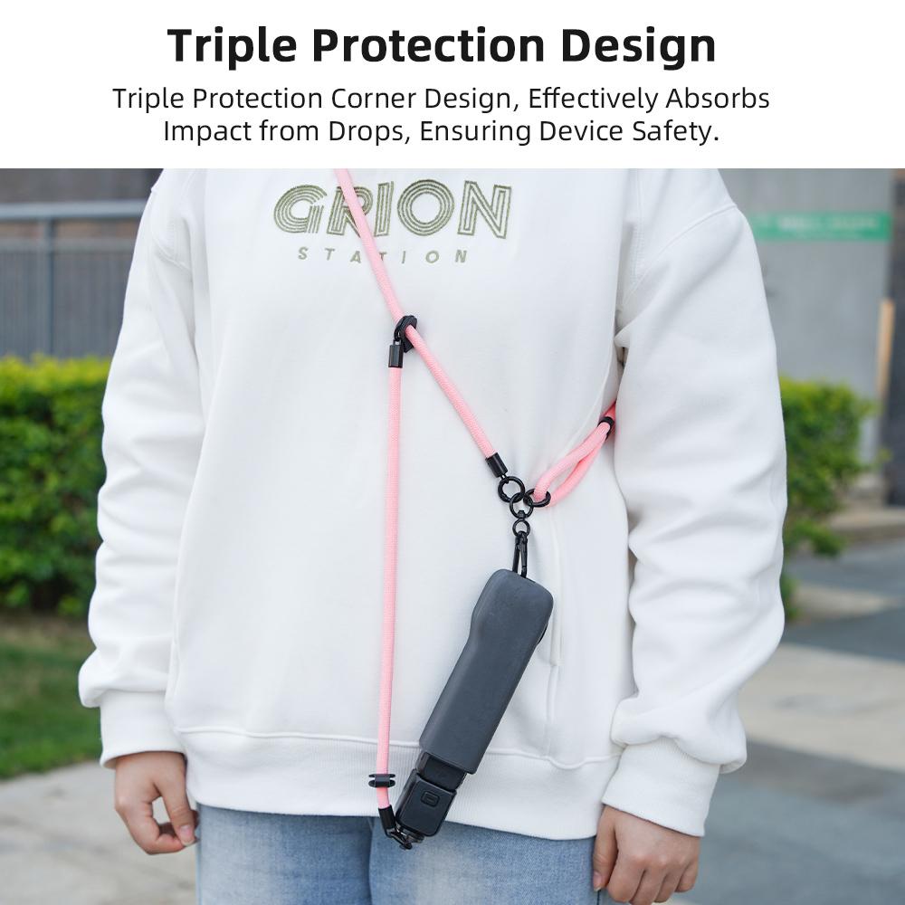 2Pcs/Set For DJI Osmo Pocket 3 Dual Buckle Design Adjustable Crossbody Strap with Wrist Lanyard