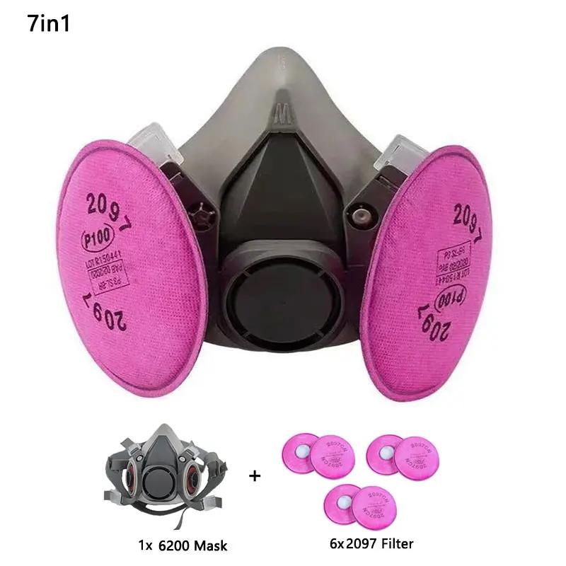 6200 Dust Gas Respirator Half Face Dust Mask With 2097 Filter For Painting Spraying Organic Vapor Welding Grinding Work Safety