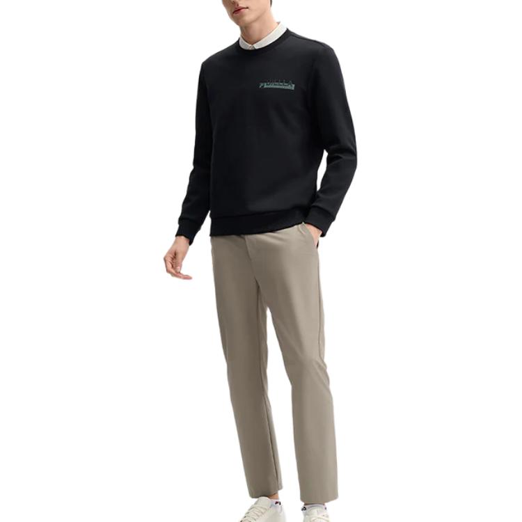 Fila Simple Casual Versatile Pullover Sweatshirt Men Sweatshirt Black F11M513210FBK