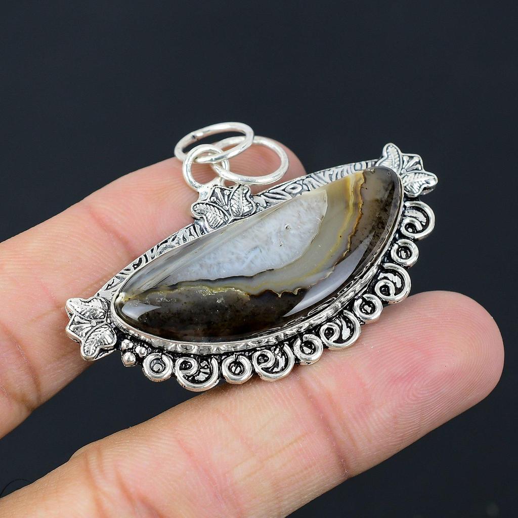 Sisters Day Deal 925 Silver Natural Montana Agate Daughter Handcrafted Pendant