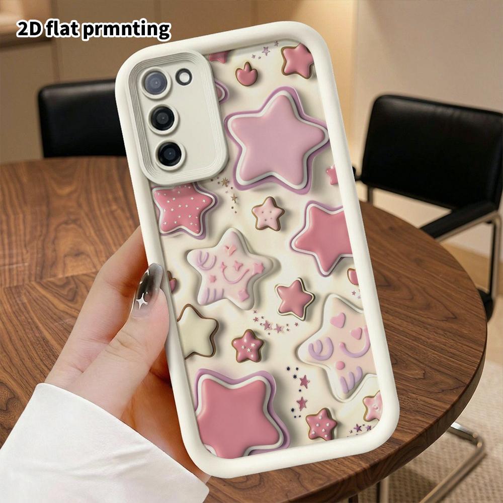 Phone Case: 2D Flat Samsung Galaxy A34 A35 M05 M06 S20 S22 S21 FE Plus 5G Layered Protective Case, Puff Star, Christmas and Halloween Gift