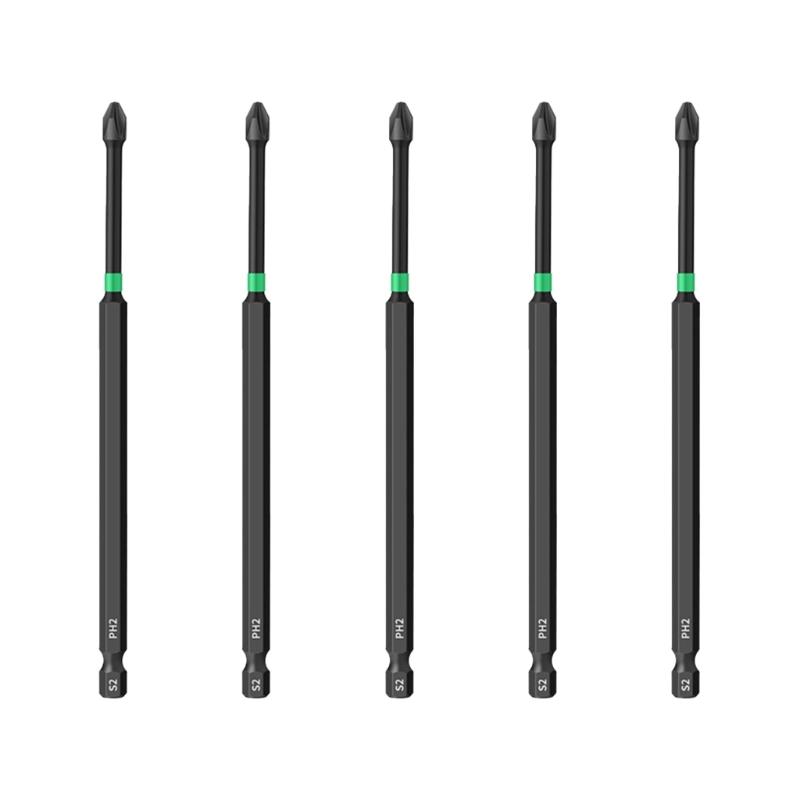 5Pcs Magnetic Batch Head Impact Strong Crossing PH2 High Hardness Screwdriver Bits 25/50/65/70/90/150mm Waterproof Bits