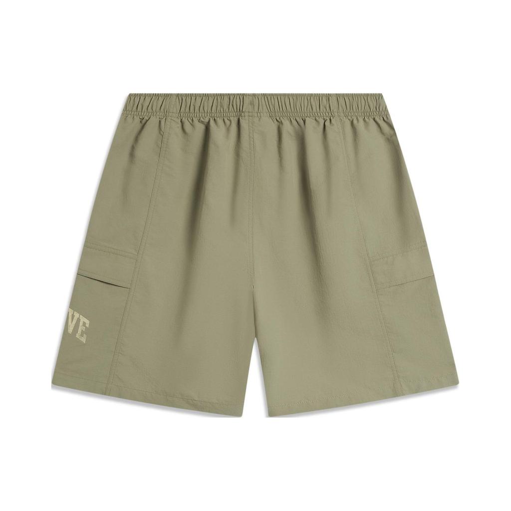 Li Ning Bad Five Casual Tea Break Letter Lace Loose Fit Sports Shorts Men shorts Sandalwood-Green AKSU813-1