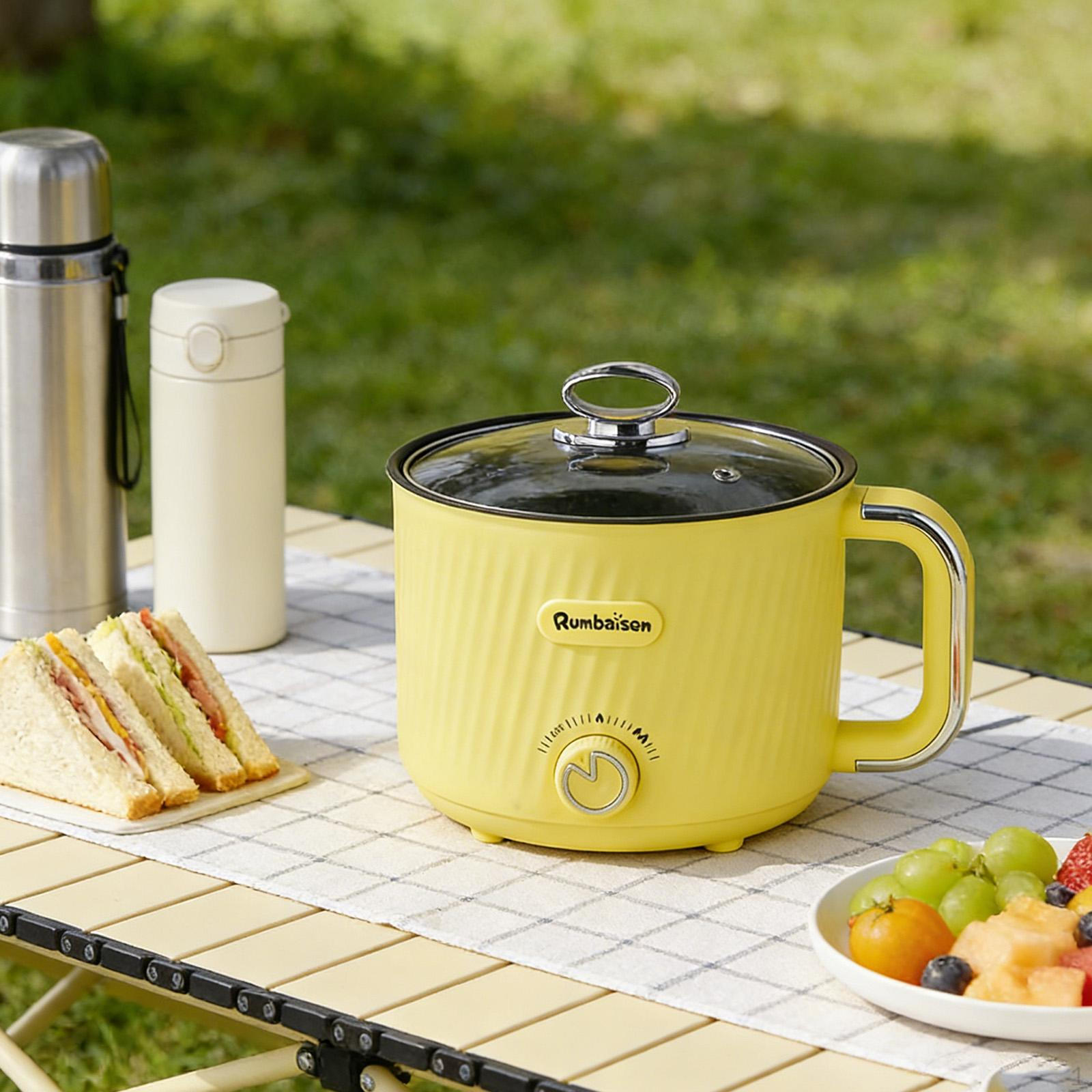 

Mini Ramen Cooker Shabu Pot Electric for Home Pasta Boil Water Yellow Single Yellow Single