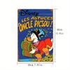 Vintage Uncle Scrooge Tin Sign - 30.48x20.32 Cm Metal Wall Art with "Les Astuces De Uncle Picsou" Design - Perfect for Office, S