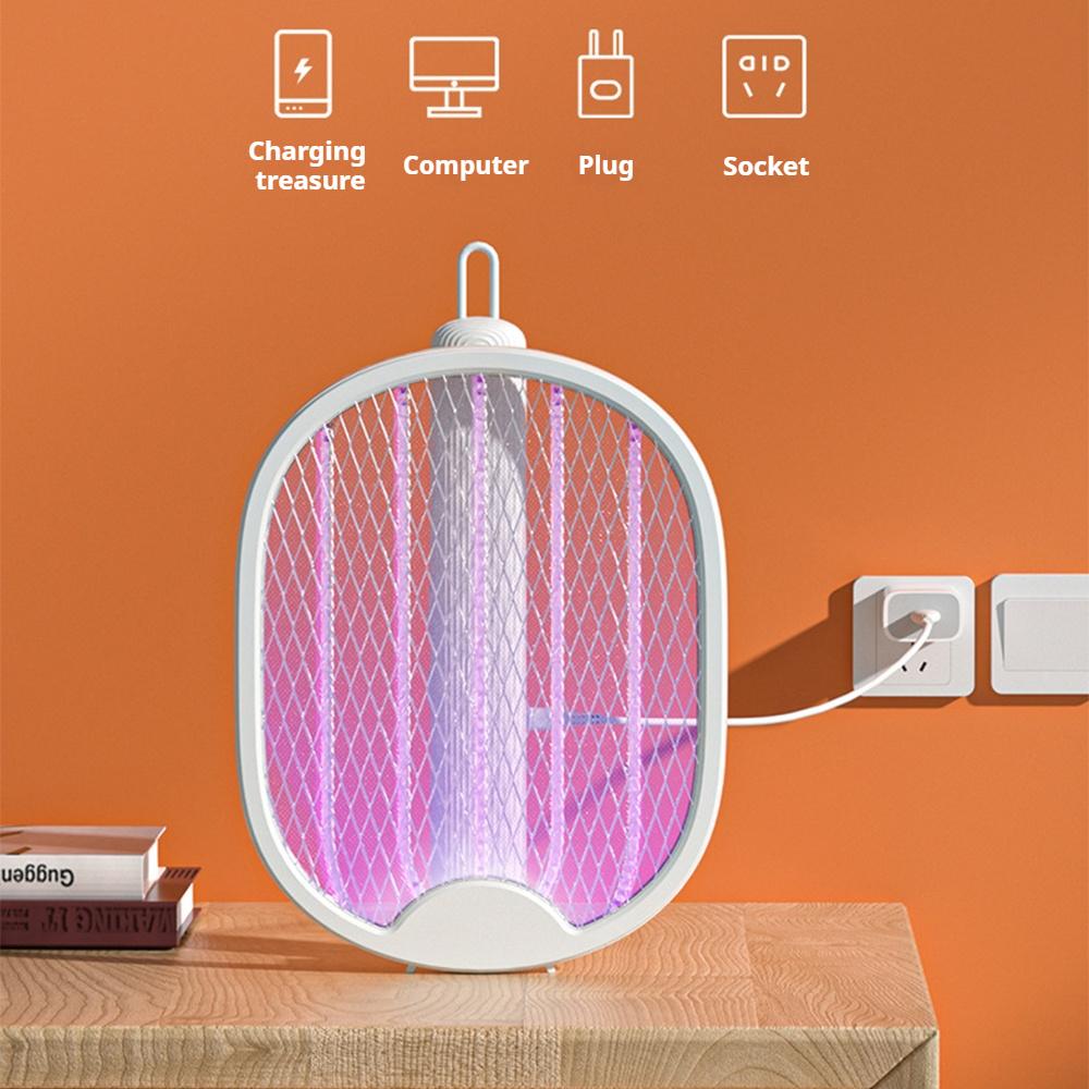 2025 Foldable Electric Mosquito Killer USB Rechargeable Fly Trap Mosquito Swatter Racket Insect Killer With UV Light Bug Zapper