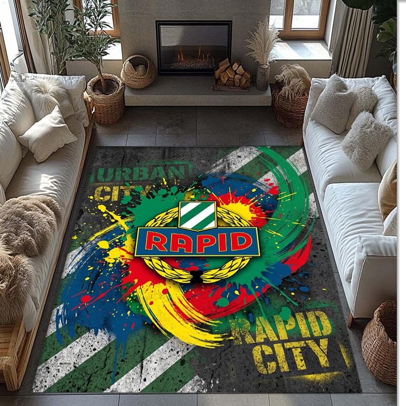 Rapid Wien FC Soccer Football Pattern Soft Area Rug Non Slip Indoor Floor Carpet Sports Decor Mat for Bedroom