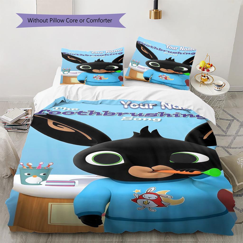 Bing Custom Name Pattern Bedding,Quilt Set Quilt Cover Pillowcase Home Birthday Gift(1 * duvet cover + 2 * pillowcase, without core)