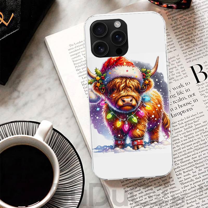 Cute Highland Cow Cover For iPhone 17 Air 16 16E 15 Pro Max 14 Plus 13 Mini Phone Case 12 11 7 8 SE Customized Print Shell 17 Ai