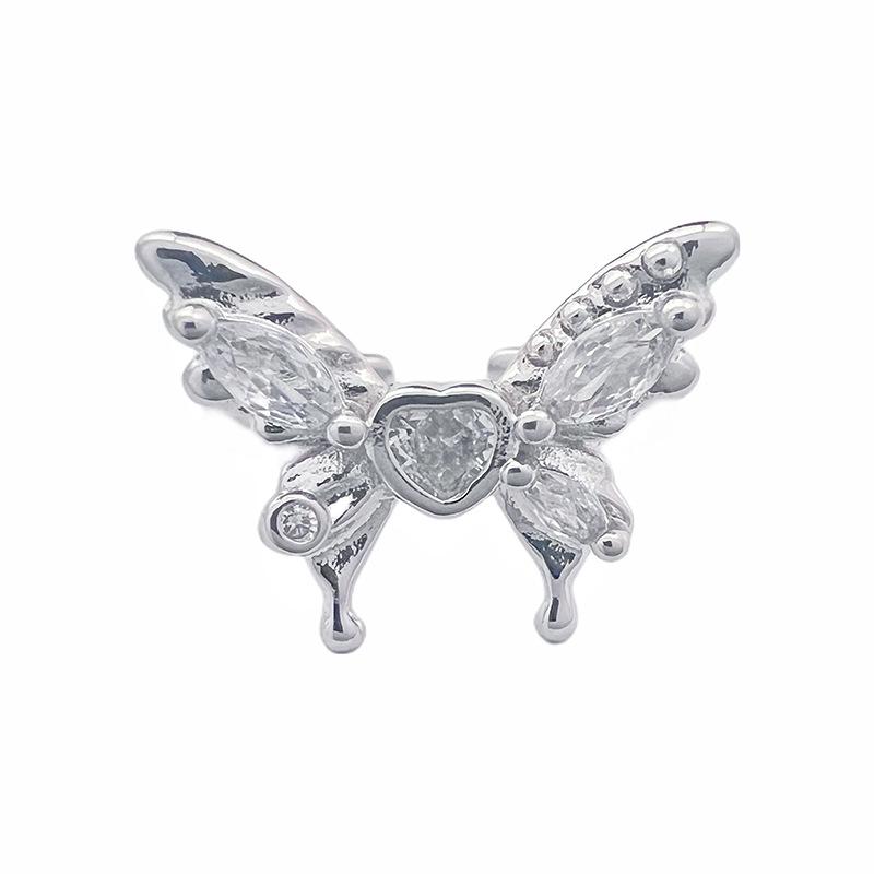 Full Diamond Zircon Butterfly Series Open Ring Light Luxury High Sense Niche Design Fashion Ring
