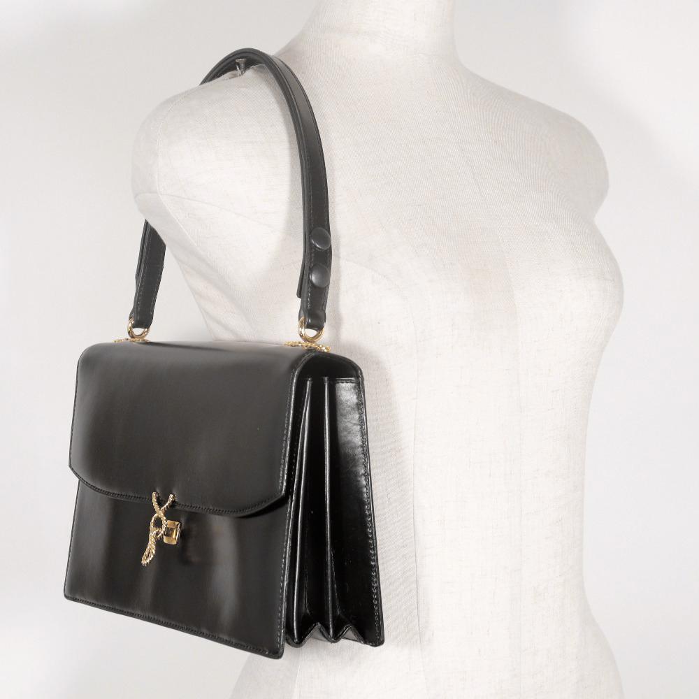 Morabito One Belt Shoulder Bag Black Calfskin Women Used