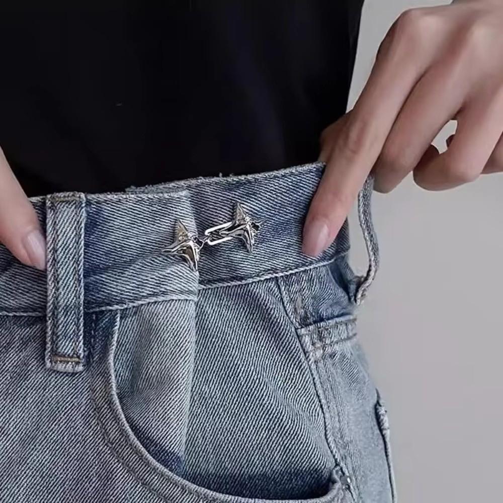 Adjustable Jeans Buttons Four Pointed Star Pants Pins New Waist Buckle  Scarf Fastening