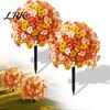 Natural Looking Fake Greenery Artificial Fall Flowers for Outdoors, Autumn Topiary Ball, UV Resistant Faux Mums with Ground Vivid Floral Decor Indoor
