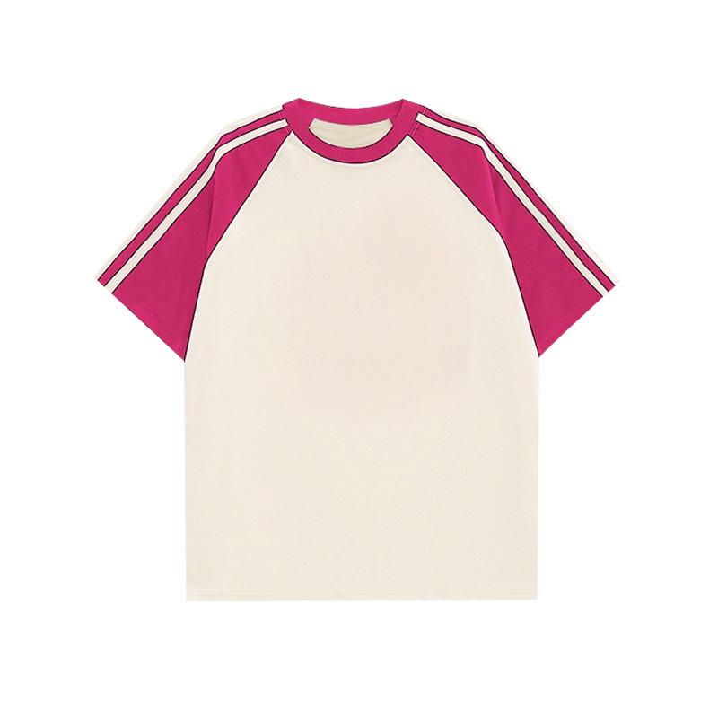 Women's Contrast Raglan Three-Stripes Short Sleeve Customized Logo T-Shirt