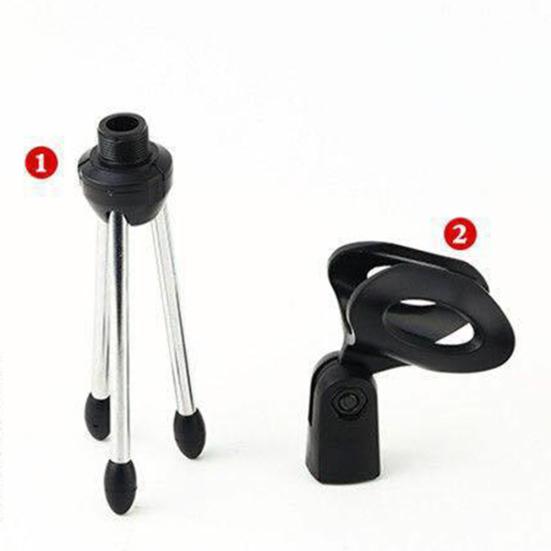 Adjustable Anti-slip Desktop Table Microphone Mount Tripod Holder with Clip