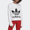 Adidas Originals Trefoil Sweater Crew Neck Pullover Letter Print Long Sleeve Sweatshirt Women Sweater White EC5777