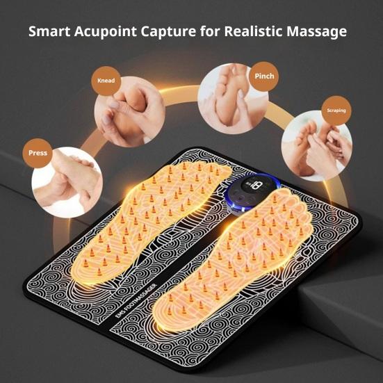 EMS Foot Massager 8 Massage Modes 19 Intensity Levels Auto Power-Off USB Rechargeable Remote Control Muscle Relaxation Electronic Feet Stimulator